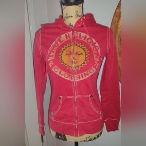 True Religion Zip Up Hoodie Red XS